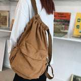 Women Canvas Drawstring College Backpack Laptop Book Bag Girl Travel School Bags