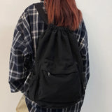 Women Canvas Drawstring College Backpack Laptop Book Bag Girl Travel School Bags