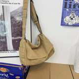 Female Canvas Hobo Shoulder Bag Y2K Student Leisure Medium Size