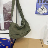 Female Canvas Hobo Shoulder Bag Y2K Student Leisure Medium Size