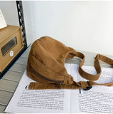 Female Canvas Side Sling Shoulder Bag Student Casual Cotton Crossbody Bag