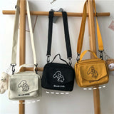 Female Canvas Messenger Bag Envelope Shoulder Crossbody Sweet Cartoon Student Ba