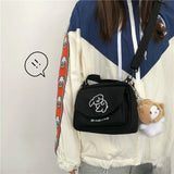 Female Canvas Messenger Bag Envelope Shoulder Crossbody Sweet Cartoon Student Ba