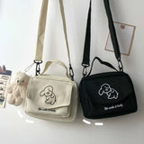 Female Canvas Messenger Bag Envelope Shoulder Crossbody Sweet Cartoon Student Ba