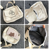 Female Canvas Messenger Bag Envelope Shoulder Crossbody Sweet Cartoon Student Ba