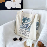 Vintage Flower Garden Print Canvas Shoulder Bag for Women