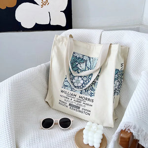 Vintage Flower Garden Print Canvas Shoulder Bag for Women