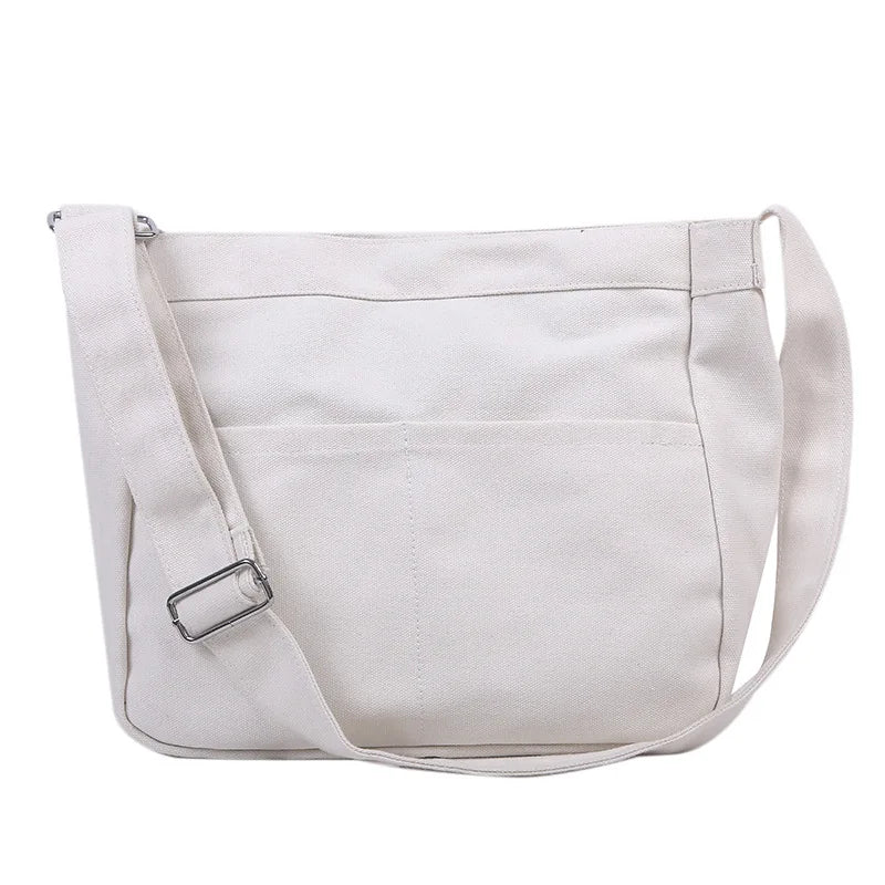 Female Canvas Shoulder Bags Handbags for Women Ladies Satchel Cotton Crossbody B