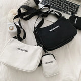 Women's Canvas Shoulder Bags with Mini Purse Pendant, Crossbody Bags 2pcs Set