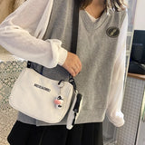 Women's Canvas Shoulder Bags with Mini Purse Pendant - 2pcs Set