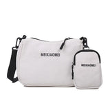 Women's Canvas Shoulder Bags with Mini Purse Pendant