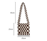 Retro Crochet Plaid Side Sling Shoulder Bag Y2K Soft Knitted Flap Crossbody
