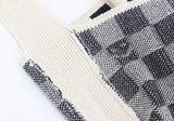 Female Knitted Checker Plaid Smiley Face Soft Slouchy Bag