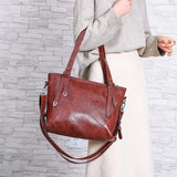 Casual Large Capacity Women Tote Shoulder Bag Pu Leather Bucket Handbag