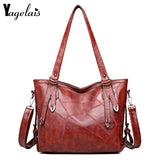 Casual Large Capacity Women Tote Shoulder Bag Pu Leather Bucket Handbag