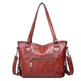 Casual Large Capacity Women Tote Shoulder Bag Pu Leather Bucket Handbag
