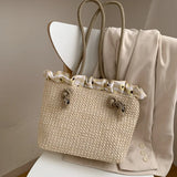 Women's Casual Straw Handbag Large Capacity Portable Shoulder Bag
