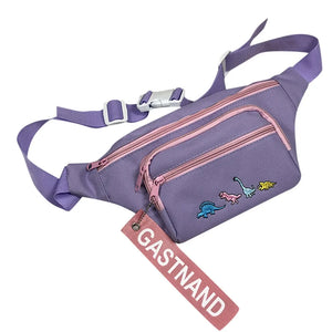Chest Bag Cartoon Dinosaur Embroidery Purple Banana Fanny Pack Belt Bags