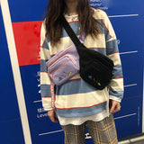 Chest Bag Cartoon Dinosaur Embroidery Purple Banana Fanny Pack Belt Bags