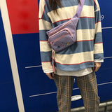 Chest Bag Cartoon Dinosaur Embroidery Purple Banana Fanny Pack Belt Bags