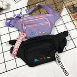 Chest Bag Cartoon Dinosaur Embroidery Purple Banana Fanny Pack Belt Bags