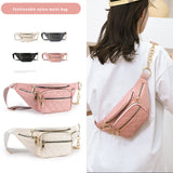 Women's Rhomboid Pattern Chest Bag, White/Black/Gray/Pink