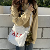 Female College Student Canvas Shoulder Bag Large Capacity