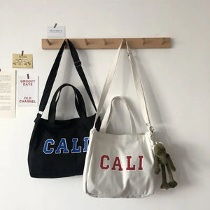 Female College Student Canvas Shoulder Bag Large Capacity