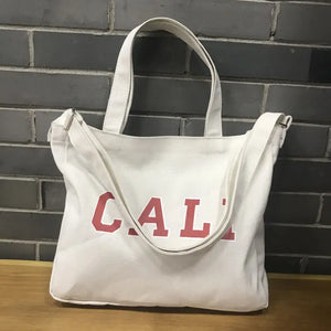 Female College Student Canvas Shoulder Bag Large Capacity