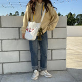 Female College Student Canvas Shoulder Bag Large Capacity