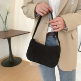 Corduroy Shoulder Bag Chain Handbag Tote Brown/Black/White