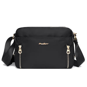 Female Crossbody Bag Solid Zipper Waterproof Nylon Shoulder Bag