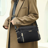 Female Crossbody Bag Solid Zipper Waterproof Nylon Shoulder Bag