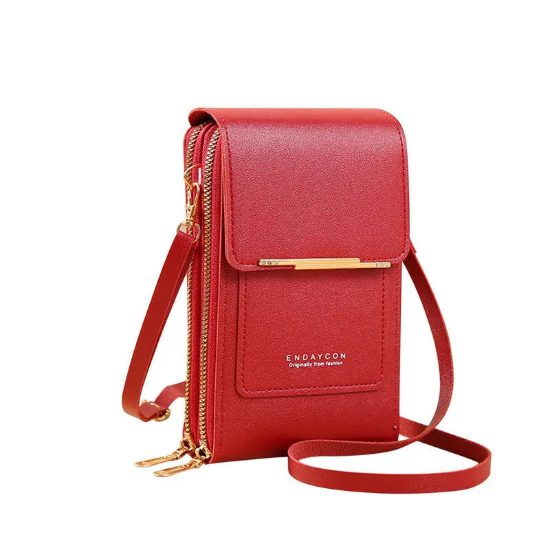 Soft Leather Crossbody Shoulder Bag for Women, Touch Screen Cell Phone Purse