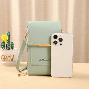 Soft Leather Crossbody Shoulder Bag for Women, Touch Screen Cell Phone Purse