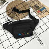 Female Dino Embroidery Waist Bag Large Harajuku Purp