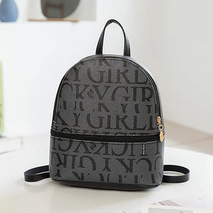 Female Small Backpack Mini Backpacks Teen Girl Schoolbag Solid PU Leather Mini C