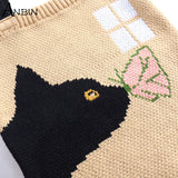 Women's Cat Pattern Woolen Tote Bag