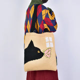 Women's Cat Pattern Woolen Tote Bag