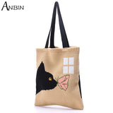 Women's Cat Pattern Woolen Tote Bag