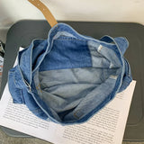 Women's Denim Fabric Hobo Shoulder Bag Slouchy Jeans Soft Medium Size