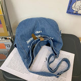 Women's Denim Fabric Hobo Shoulder Bag Slouchy Jeans Soft Medium Size
