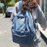 Female Denim Vintage College Backpack Student Girl Laptop School Bag
