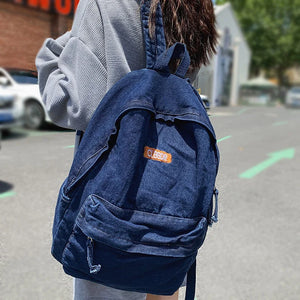 Female Denim Vintage College Backpack Student Girl Laptop School Bag