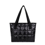 Large Silver Shoulder Bag for Women's Winter Tote with Zipper