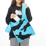 Female Easter Bunny Knitted Vest Shaped Tote Bag Vintage Stylish Crochet