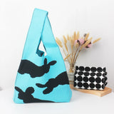 Female Easter Bunny Knitted Vest Shaped Tote Bag Vintage Stylish Crochet