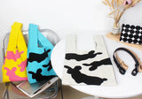 Female Easter Bunny Knitted Vest Shaped Tote Bag Vintage Stylish Crochet