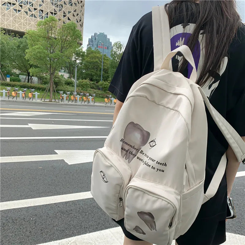 Grunge Fairycore Fabric Backpack 90s Teen Waterproof Oversized School Bagpack