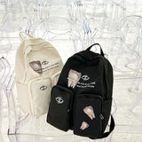 Grunge Fairycore Fabric Backpack 90s Teen Waterproof Oversized School Bagpack